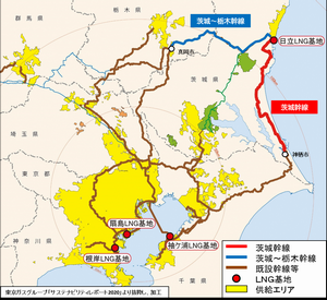 地図：ガスパイプライン概略図