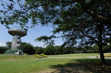 写真：公園の中にあるUFO型の展望台