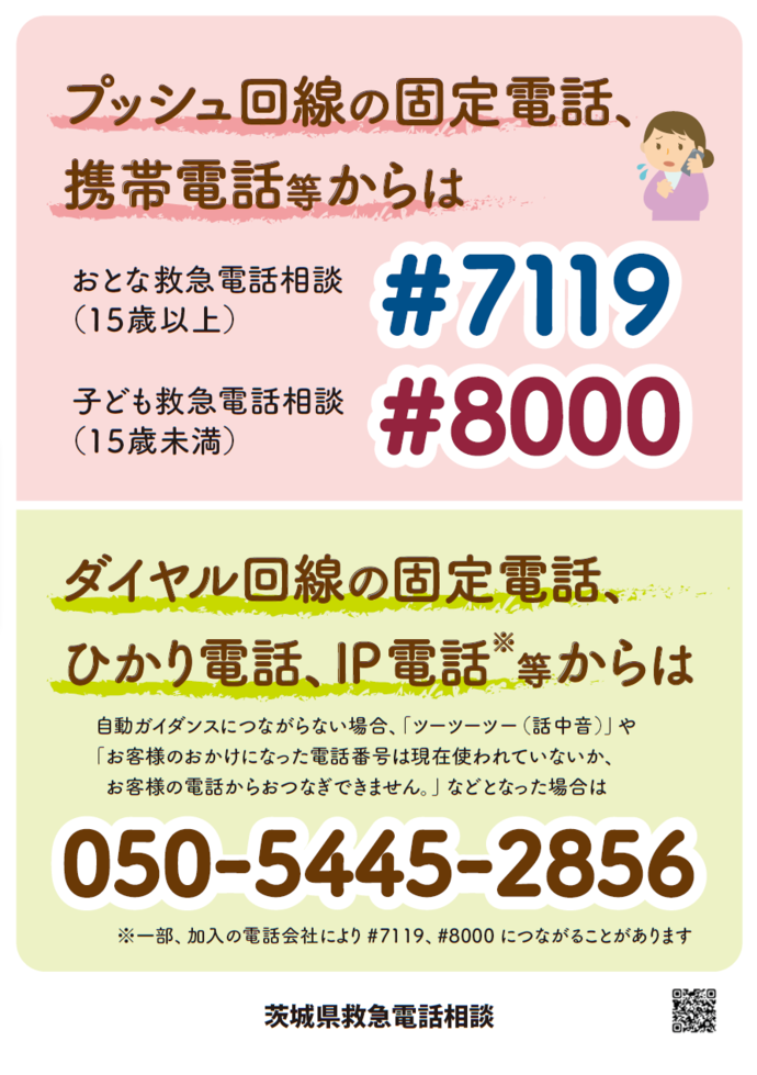 茨城県救急電話相談案内チラシ