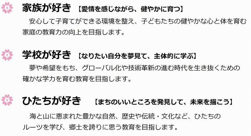 イラスト：家族が好き、学校が好き、ひたちが好き