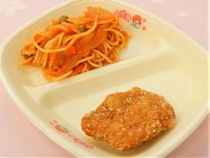 写真：ささみカツ、スパゲッティソテー