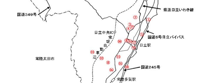 日立市中部の地図と中部クールスポットのリンク