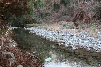 鮎川の河原の写真