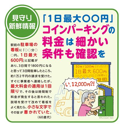 イラスト：「1日最大○○円」コインパーキングの料金は細かい条件も確認を