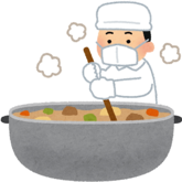 イラスト:大鍋でカレーを調理