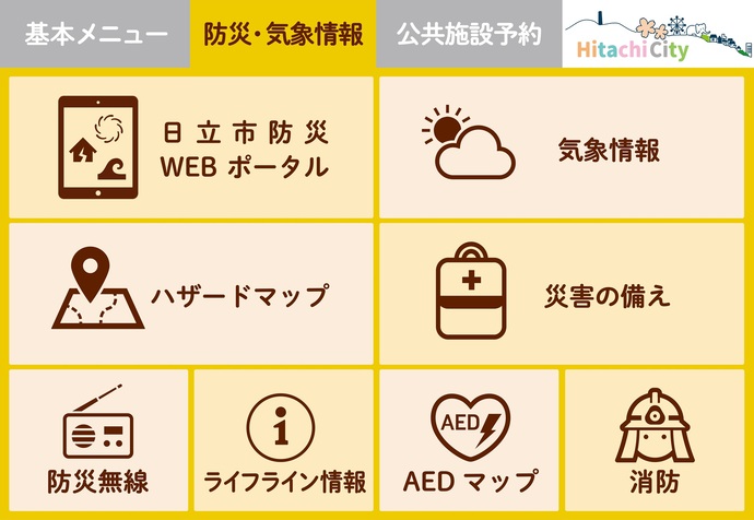 防災・消防・気象メニュー