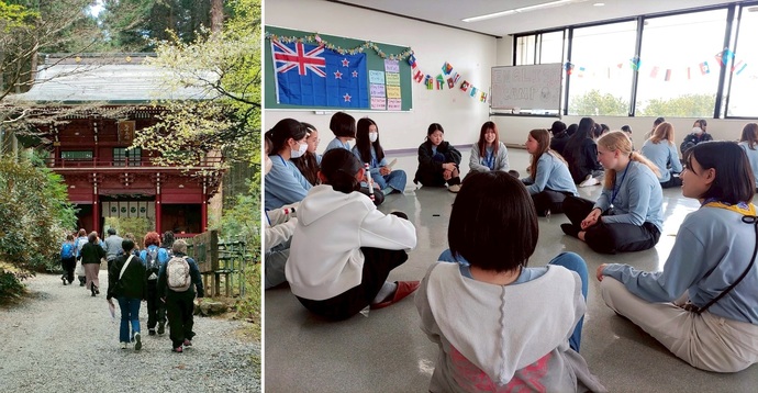 神社参拝と市内中学生との交流
