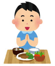 イラスト：朝ごはんを食べる男の子