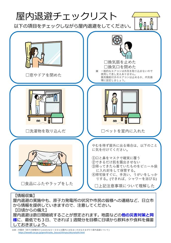 屋内退避チェックリスト