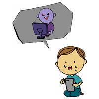 イラスト：ネットで詐欺の被害にあう男性