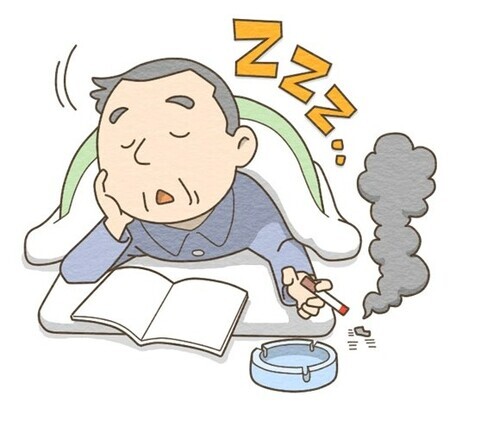 寝たばこをしている人