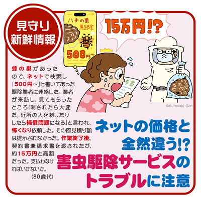 イラスト：ネットの価格と全然違う!? 害虫駆除サービスのトラブルに注意